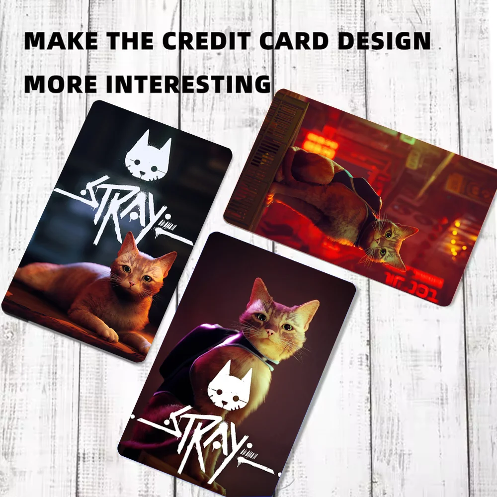 S-Stray Cat Game Stickers Cartoon Credit Card Visa Debit Bank Charge Card Bus Metro Waterproof Sticker Decal Decoration