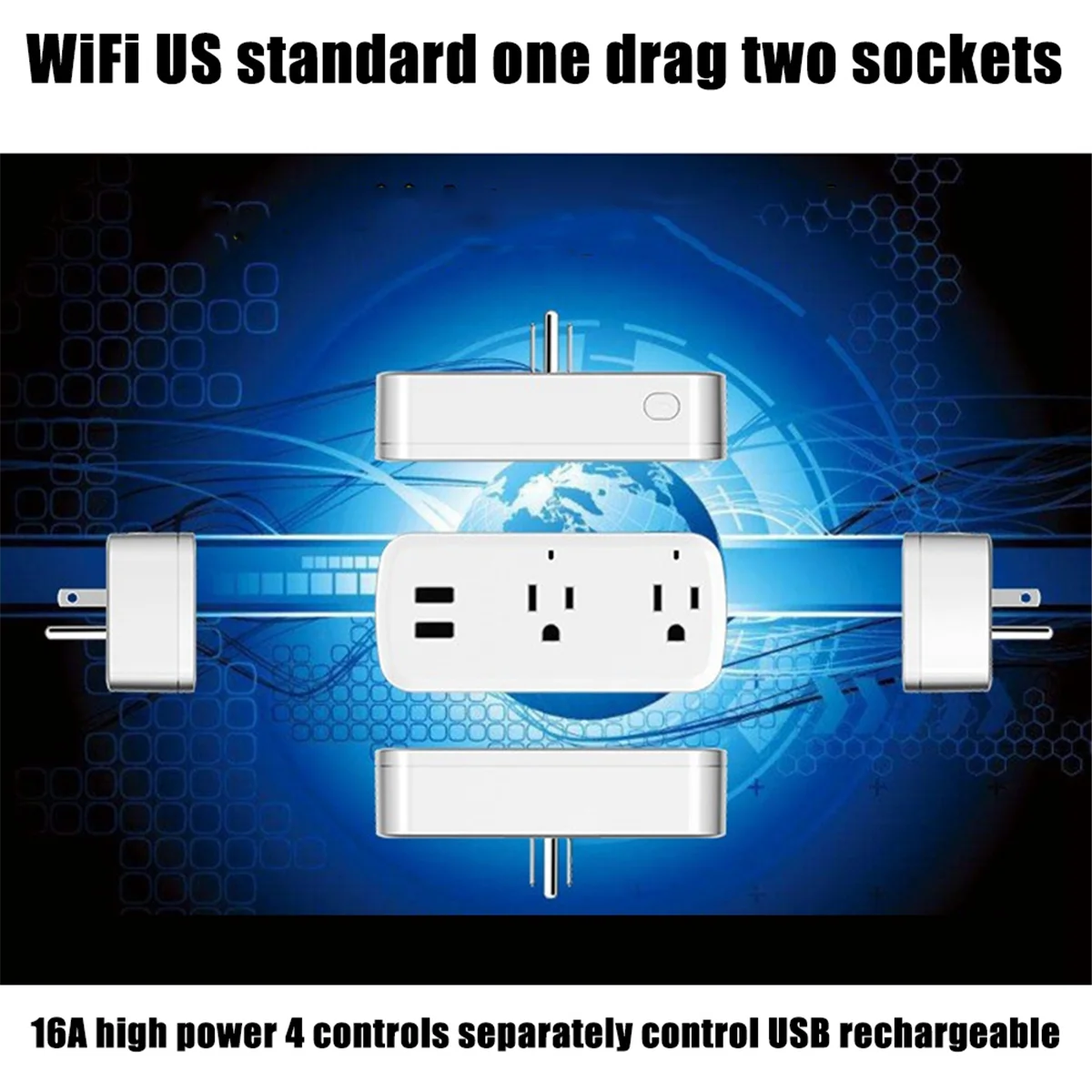 SCLS الكتابة على الجدران واي فاي المقبس 16A سحب واحد اثنين المزدوج USB التحكم متعدد الوظائف مأخذ (فيشة) ذكي واي فاي مأخذ (فيشة) ذكي مع الولايات المتحدة التوصيل