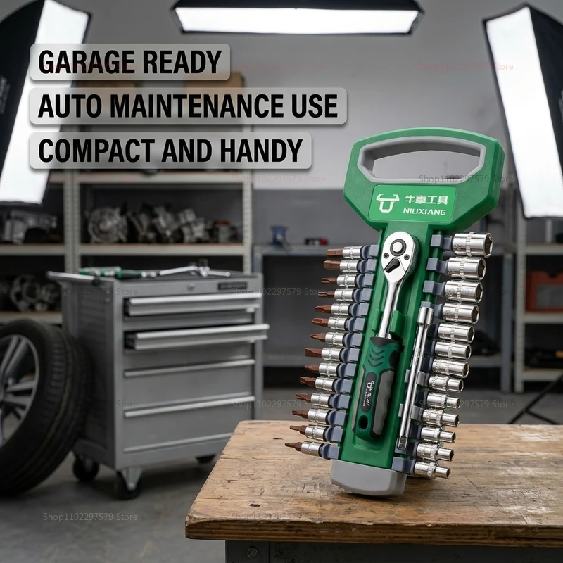 

1/4 3/8 Inch Ratchet Socket Set Automotive Motorcycle Repair Hand Tools Spanner Head Kit for Mechanical Auto Garage Workshop