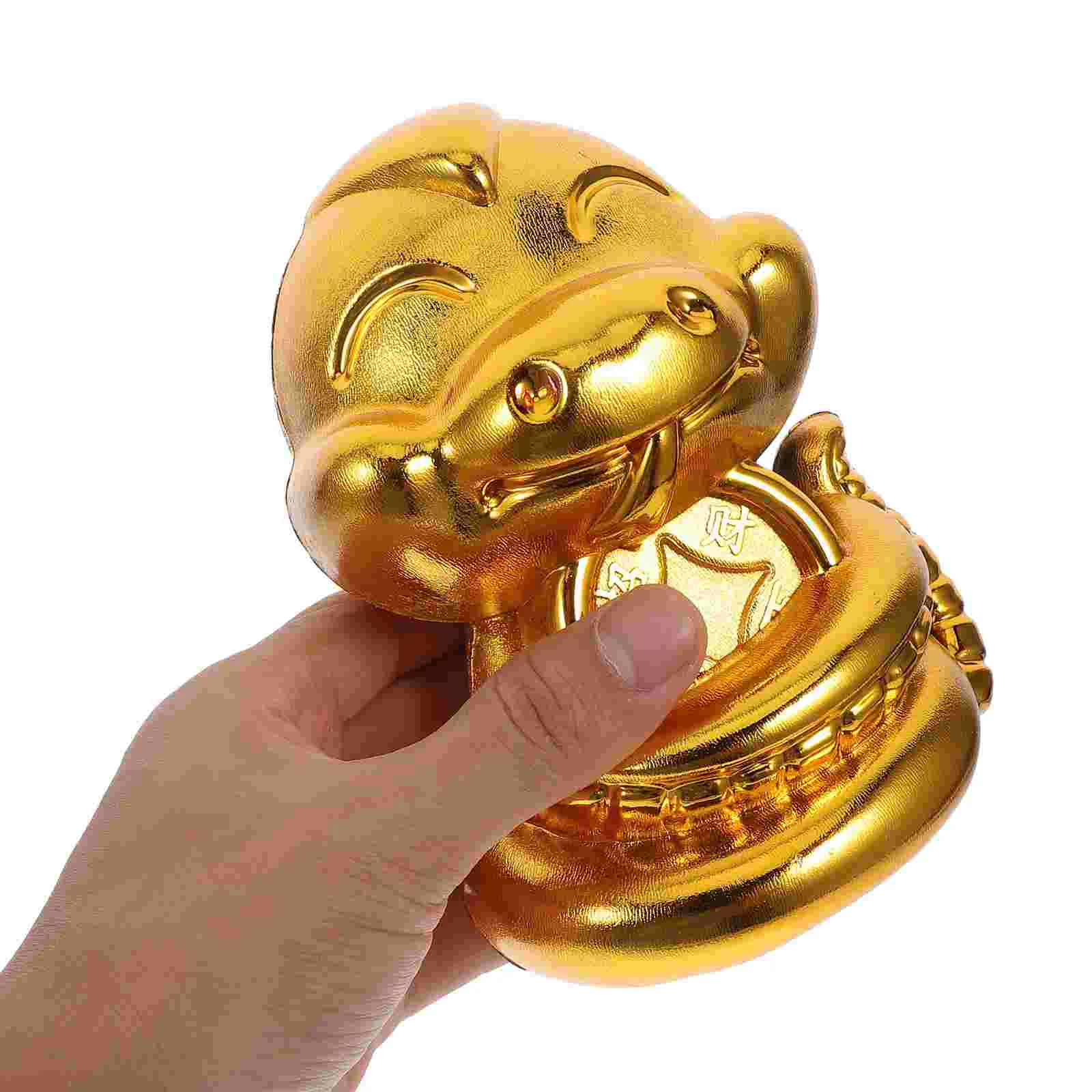 Golden Snake Piggy Bank Zodiac Animal Money Jar Coin Saver Feng Shui Treasure Basin Savings Holder Chinese Child