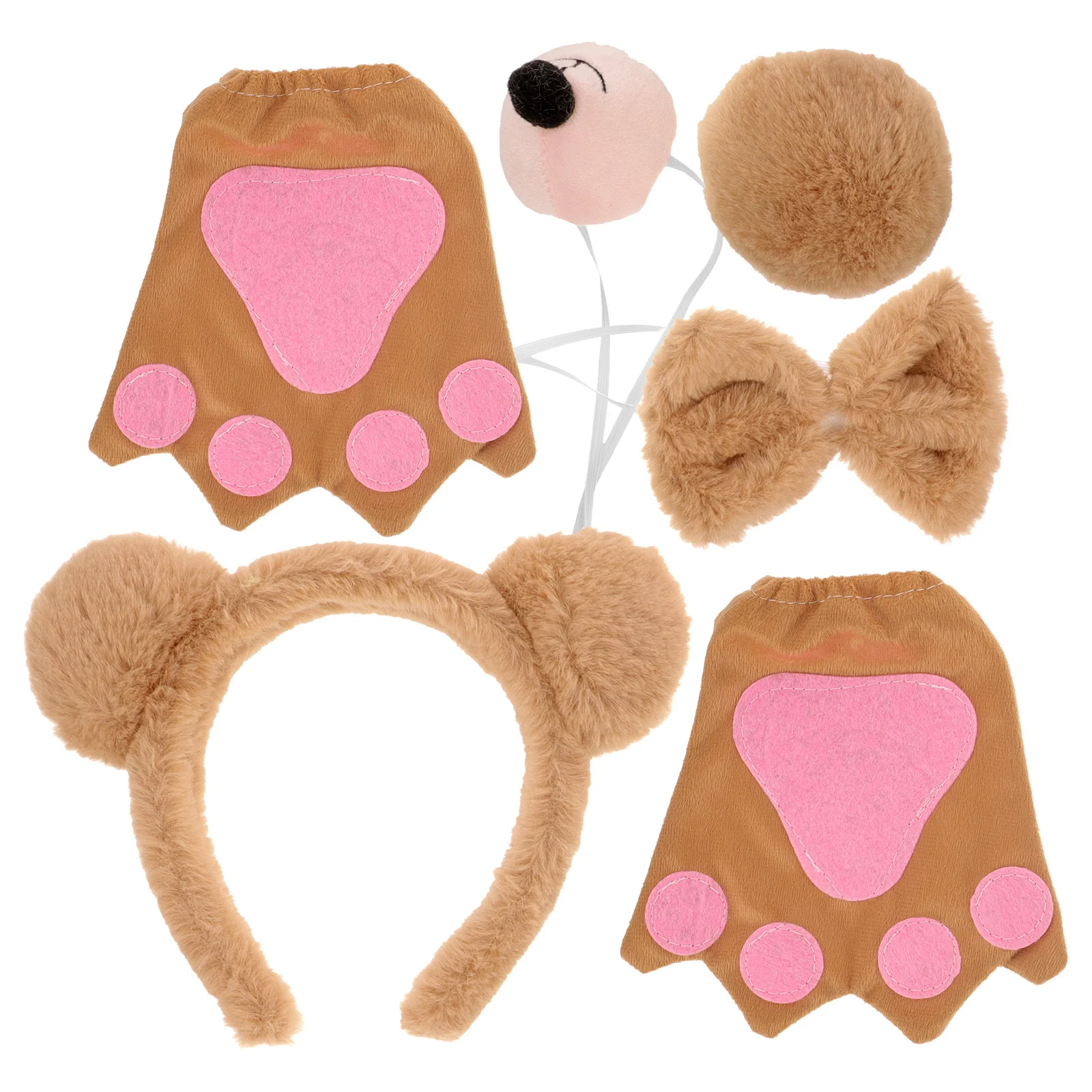 ヘッドバンド クマ ドレスアップ コスチューム アクセサリー 小道具 耳 カーキ 女の子用 偽鼻