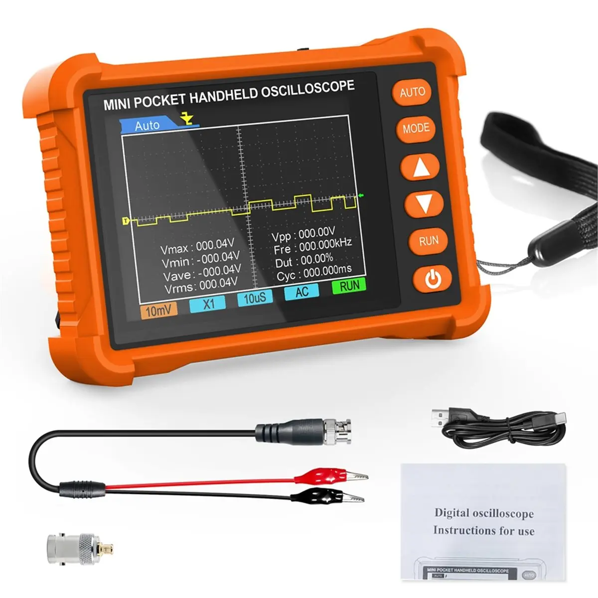 Budget-Friendly-Handheld Digital Oscilloscope 250kHz 2.5MS/S AUTO Set 2.8'' LCD ±40V Rechargeable 3H Battery for Repair & Educat
