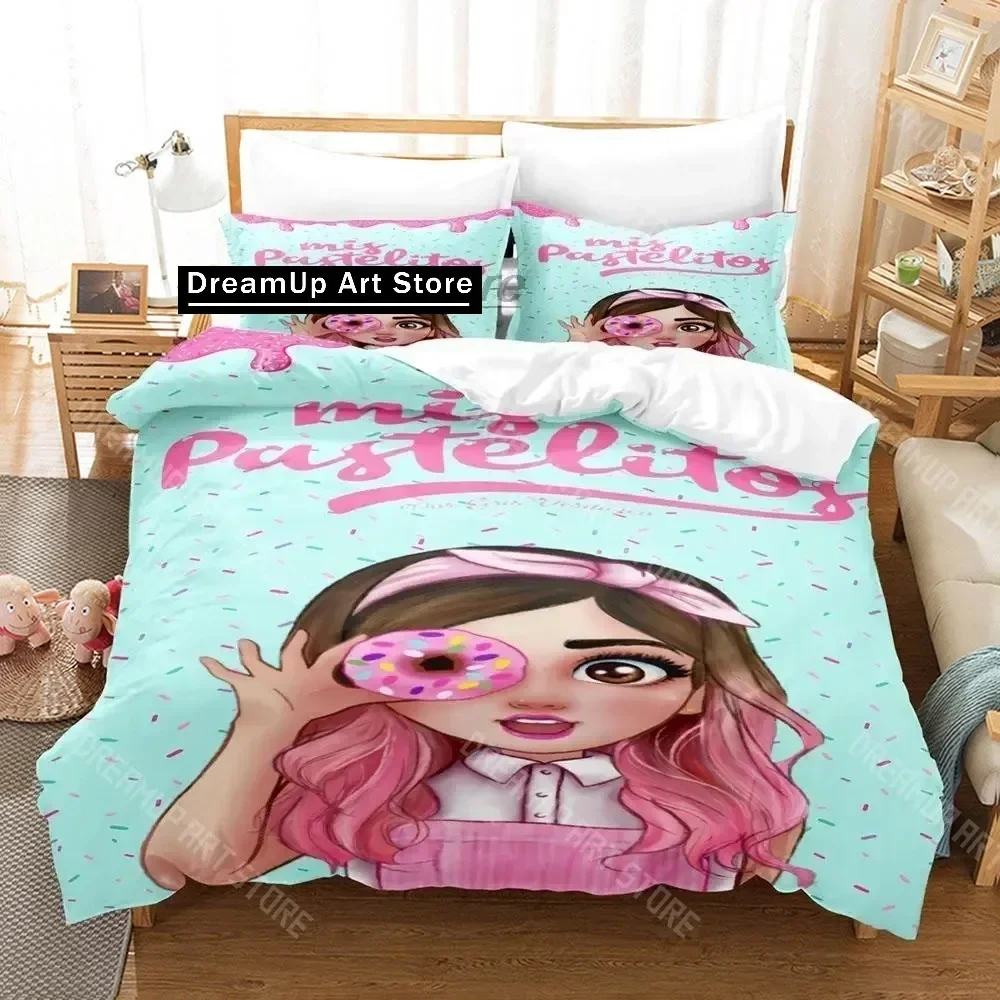 Juego de cama con estampado 3D de Mis Pastelitos, juego de cama individual, doble, tamaño Queen y King, juegos de funda nórdica para dormitorio de niños y adultos