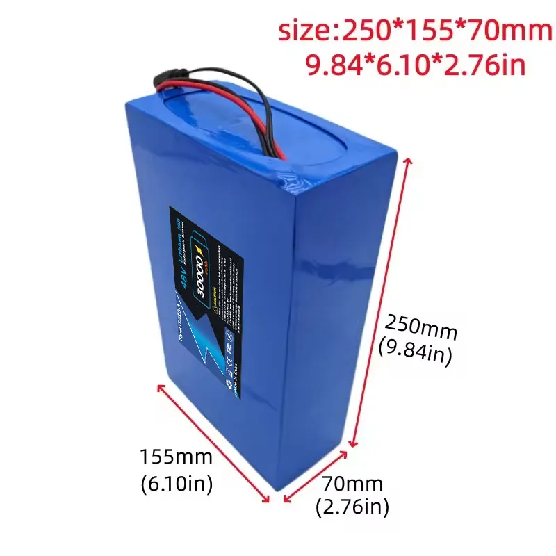 48V 13S8P 30Ah 18650 Rechargeable Li-ion Battery Pack High-power with BMS for Motorcycle, Scooter, Bicycle