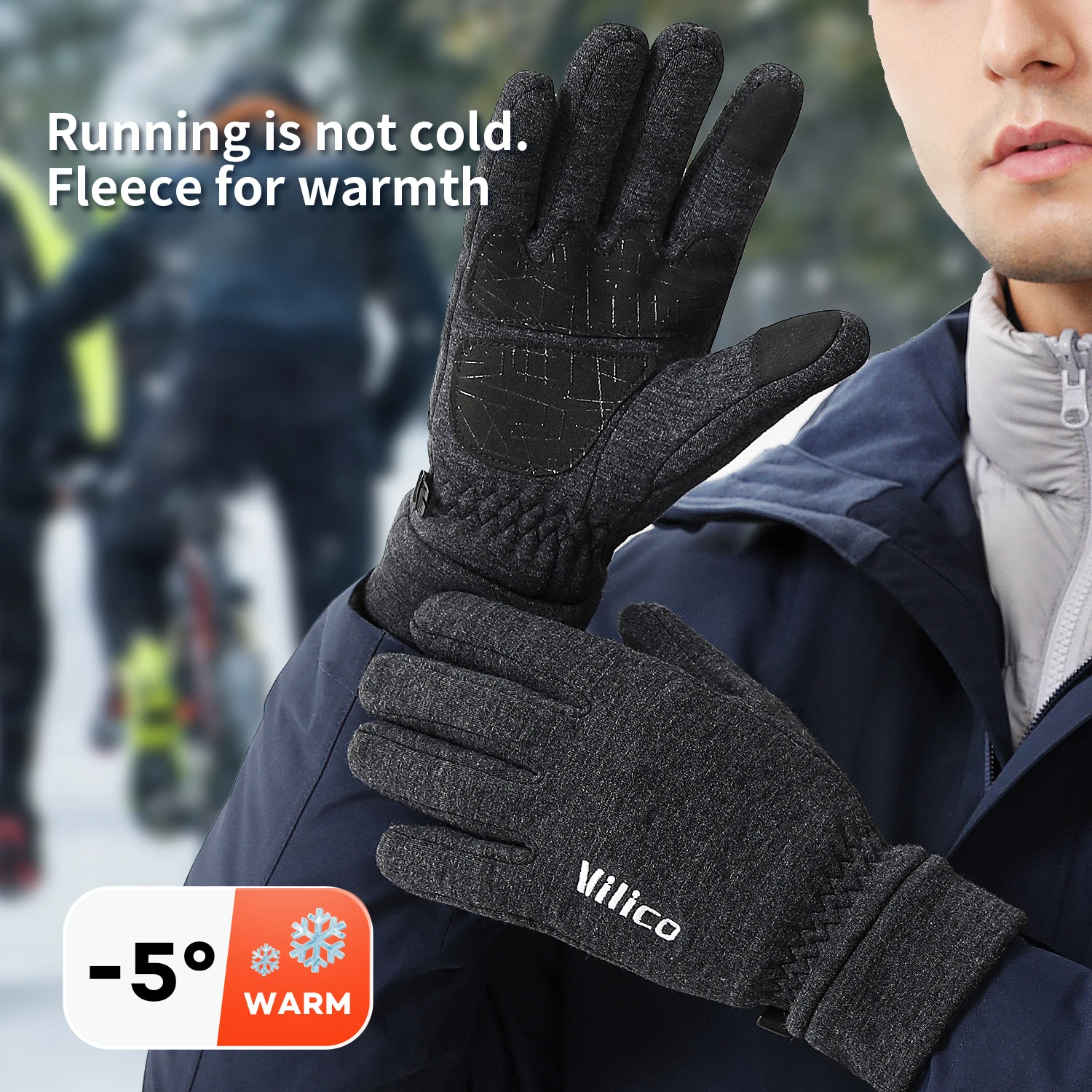 Winter-Wärmehandschuhe für Radfahrer, Männer und Frauen, Touchscreen-fähig, winddicht, wasserabweisend, zum Angeln, Autofahren, Motorradfahren, Skifahren, rutschfest.