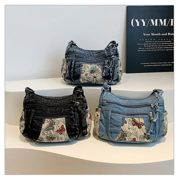 

Износостойкая женская сумка-тоут из денима, повседневная сумка через плечо большой вместимости в тон к цвету