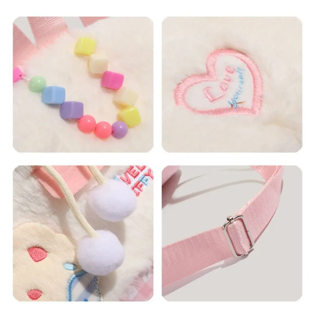 Adjustable Shoulder Strap Plush School Bag Large Capacity Inner Layer Cake Plush Backpack Fashion Cute Cartoon School Bag