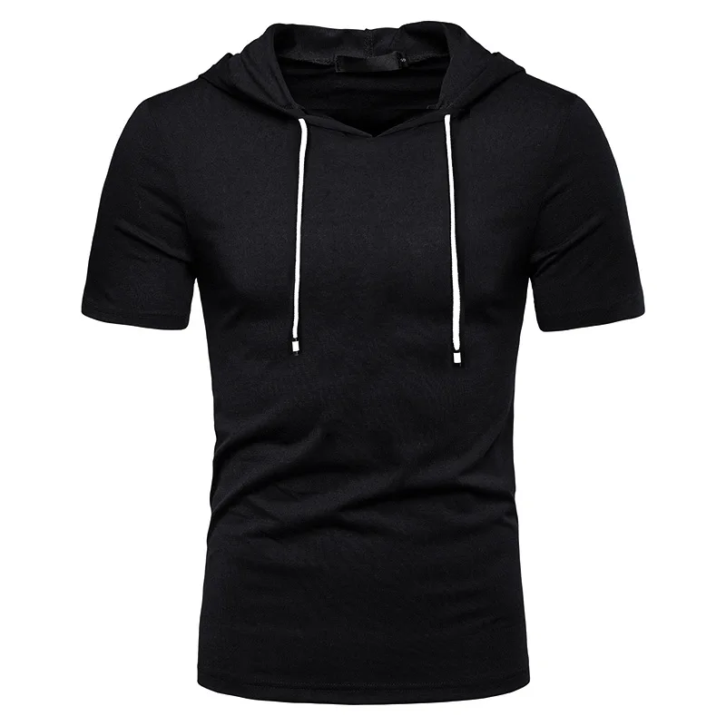 MRMT 2024 Brand New Men\'s Hooded T shirts Short Sleeve Sweater For Male Cotton Solid Color Men T-Shirt Loose Casual Tops Tees