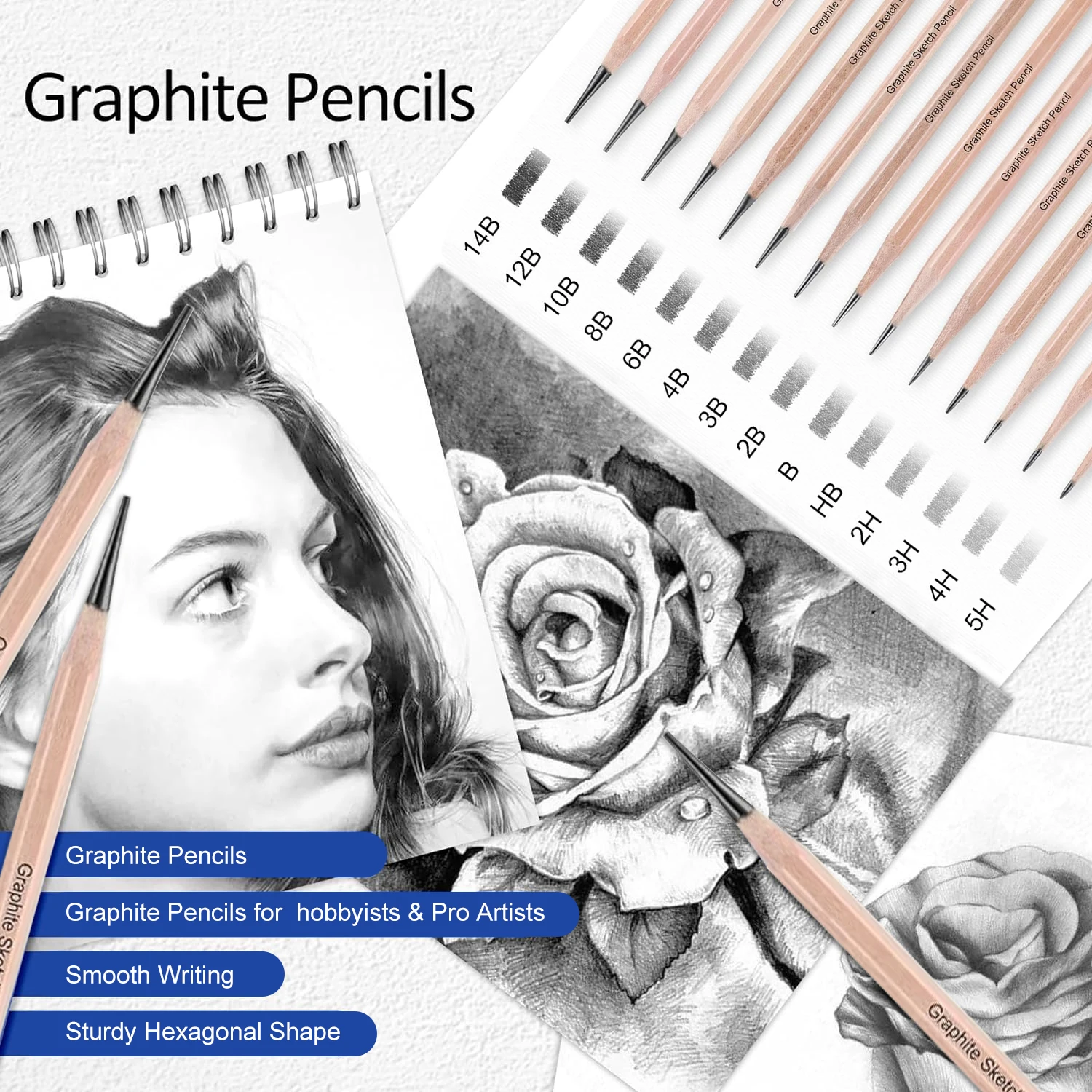 14/18/29/38/44/64 PCS Drawing Set Sketching Kit,Sketch Pencils Art Supplies with Graphite,Charcoal,Blending Tools & Accessories