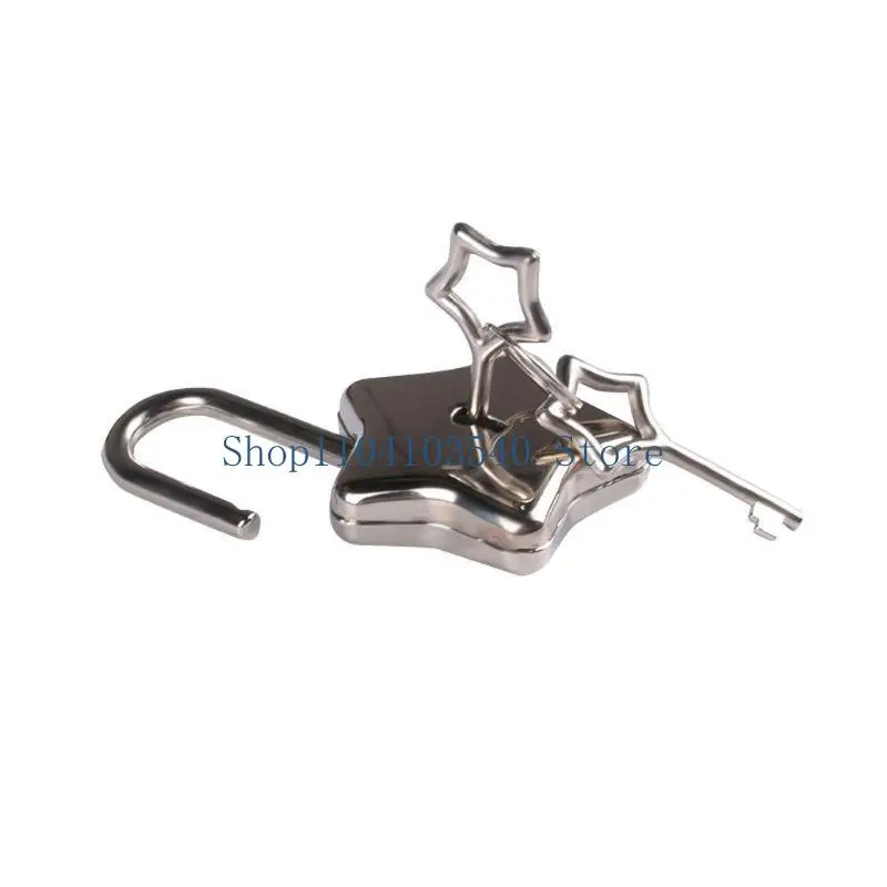 02DC Mini Star Archaize Padlocks With for Key Metal for Wish Lock Jewelry Box Decorative Padlock for Lovers, Girls, Students