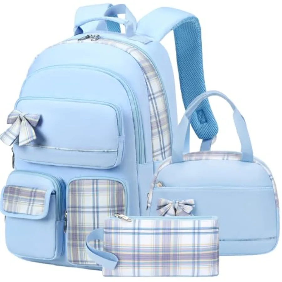 

Girls Backpack3pcs Backpacks with Lunch Box Pencil Case Set 15.6 Inch Laptop School Bag Kindergarten Elementary College Bags La