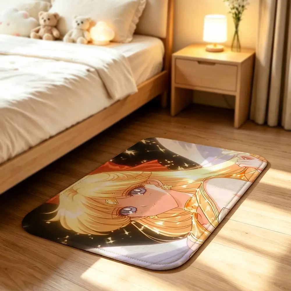 Anime S-Sailor Venus Aino Minako Soft Comfortable Short Plush Rug Carpet mat Anti‑Slip Floor Mat Machine Washable Home Decor