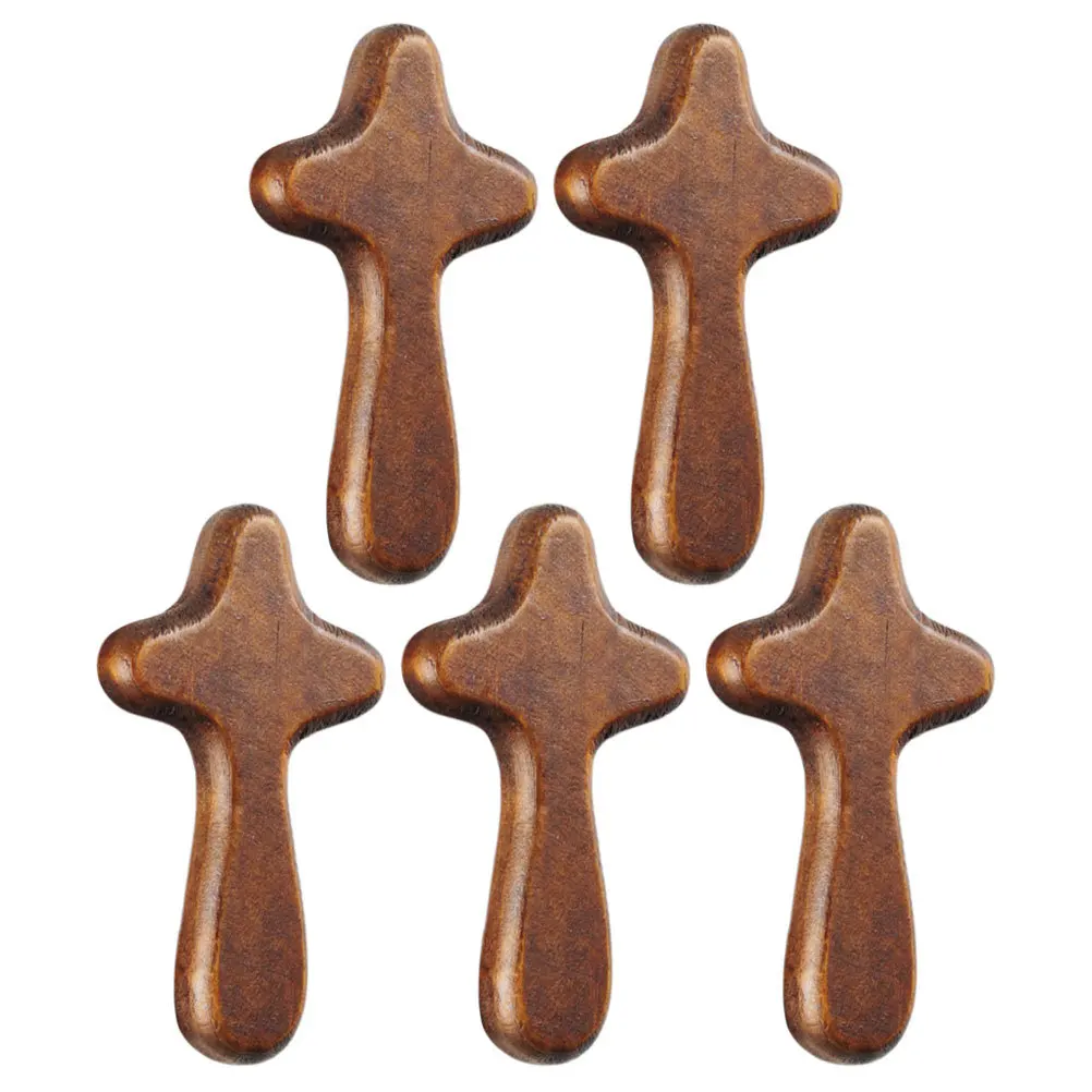 

5Pcs Cross Shaped Wood Crafts Minimalist Design Cross Decoration for Indoor Desktop Mantel Shelf Display Desktop Ornaments