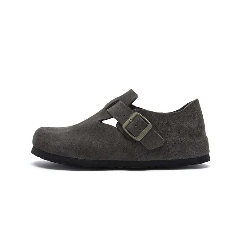 New Women Flats Real Cow Leather Cork Footbed Slippers Moccasins Potato Shoes with Arch Support New London Clogs for Girls