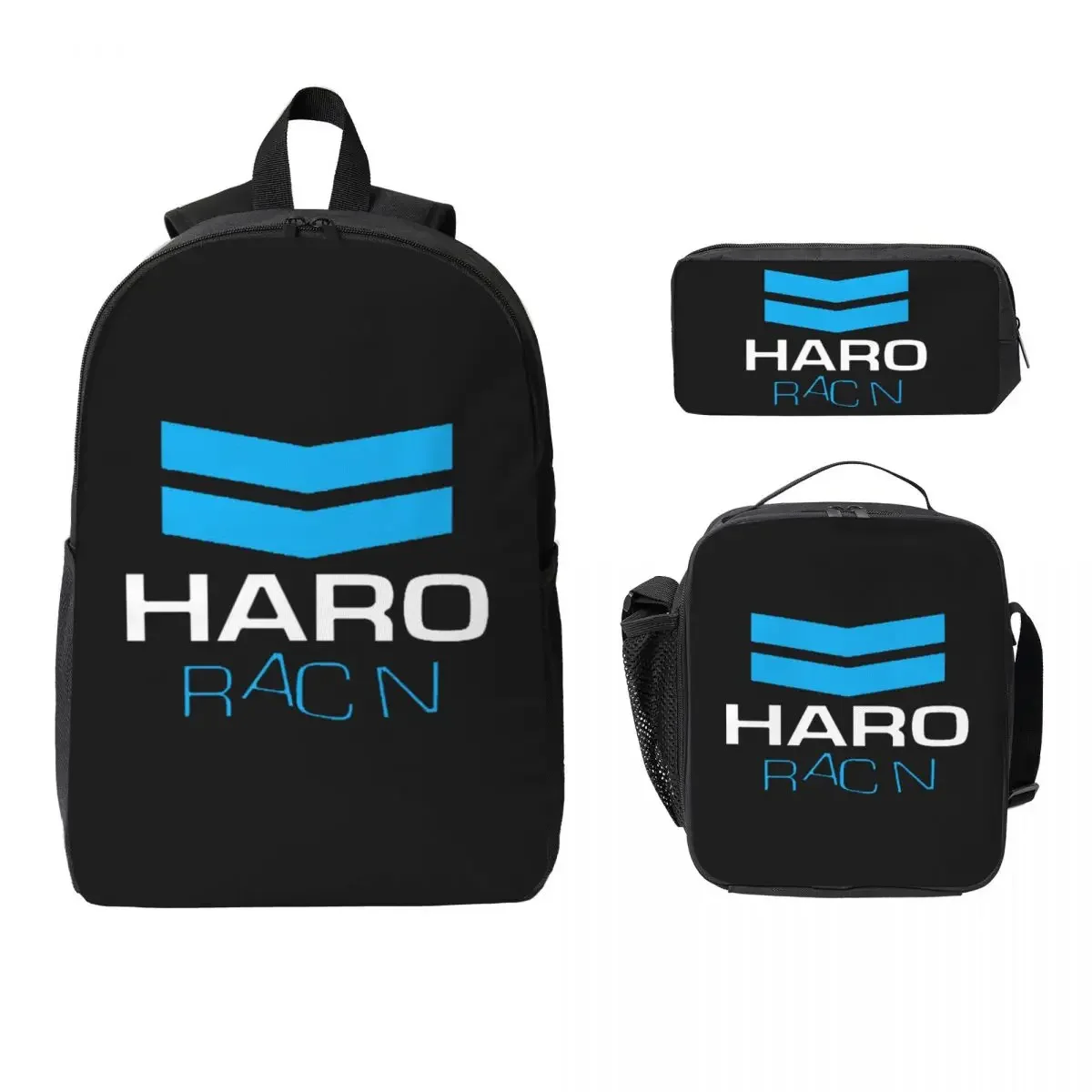 Haro Racn Bluewhite- Old School Bmx Backpack Boys Girls BookBag School Bag Shoulder Bags 3ps Insulated Lunch Bag Pencil Case