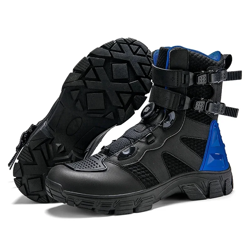 Vintage Motorcycle Boots Men Women Casual Motorcycle Shoes Black Touring Biker Boots Anti-slip Motocross Boots Wear-resisting