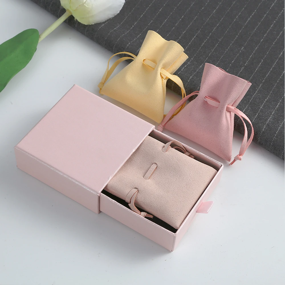 5Pack Bulk Microfiber Suede Jewelry Packaging Gift Bags Pouches Ring Earrings Wedding Travel Drawstring Organizer Small Bag