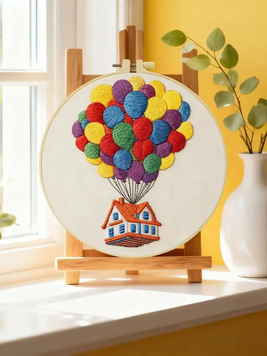 1 Stück 20X20CM/15X15CM 7,87/6,3 Zoll Heißluftballon-Stickerei-Starter-Kit DIY-Kit DIY-Stickerei-Set Handarbeiten Heimdekoration – Detail 6