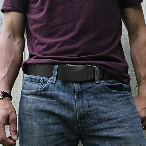 Imagen 2 del producto Cinturones de cuero de marca CHAOREN para hombres, cinturón automático de 115cm-135cm con correa de trinquete, cinturones de alta calidad, cinturones de lujo para hombres