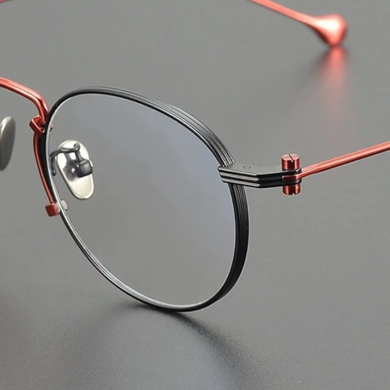 

Винтажные сверхлегкие оправы для очков из чистого титана для мужчин и женщин, модельерская ретро круглая оправа для очков для близорукости по рецепту