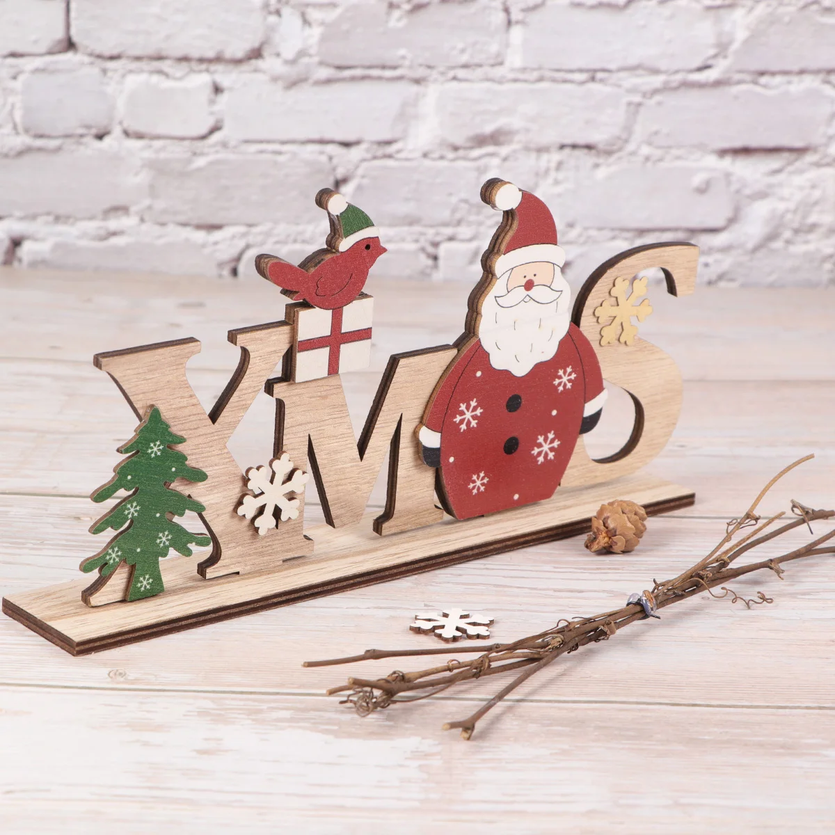 

Wooden Letter Ornament Creative Desktop Adornment Eco-Friendly Home Office Decoration Party Festival Christmas Decor Small