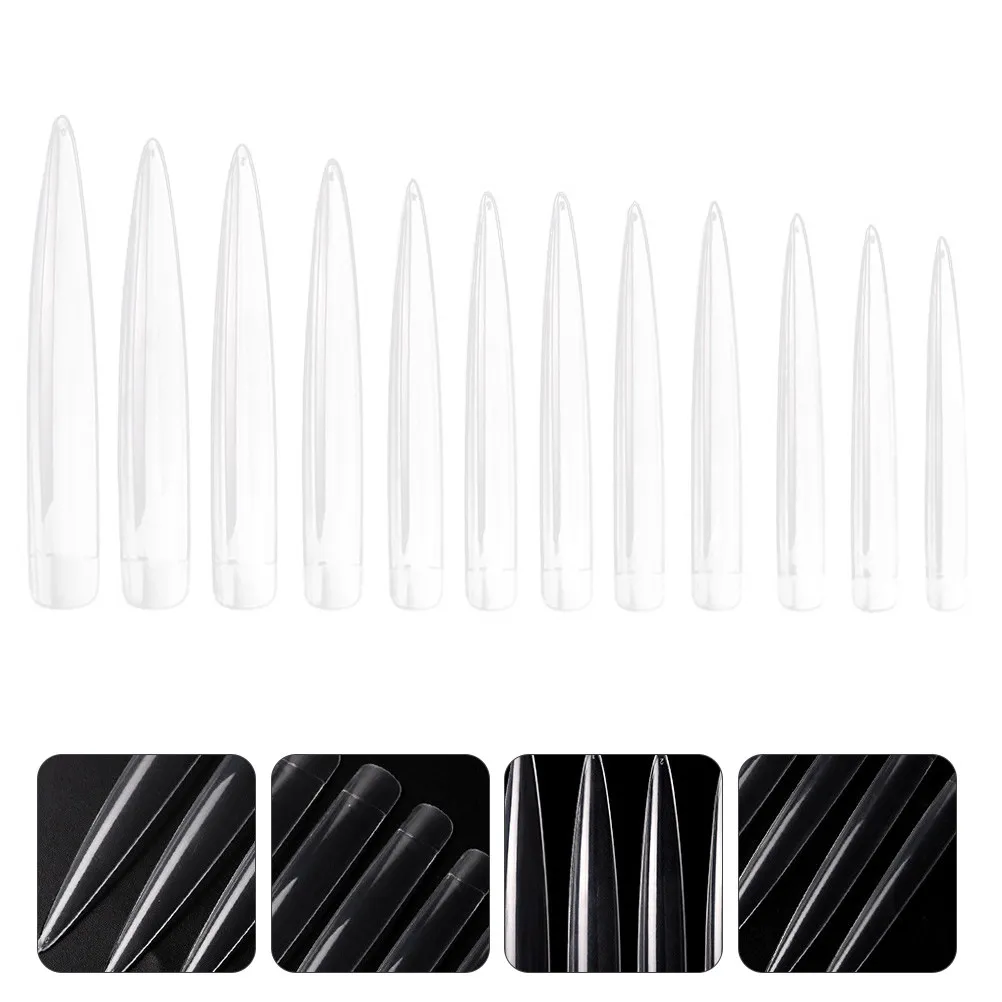 

120Pcs Artificial Pointy False Nail Pieces Premium ABS Material Full Cover Nail Tips for Women Lengthen Fake Nails