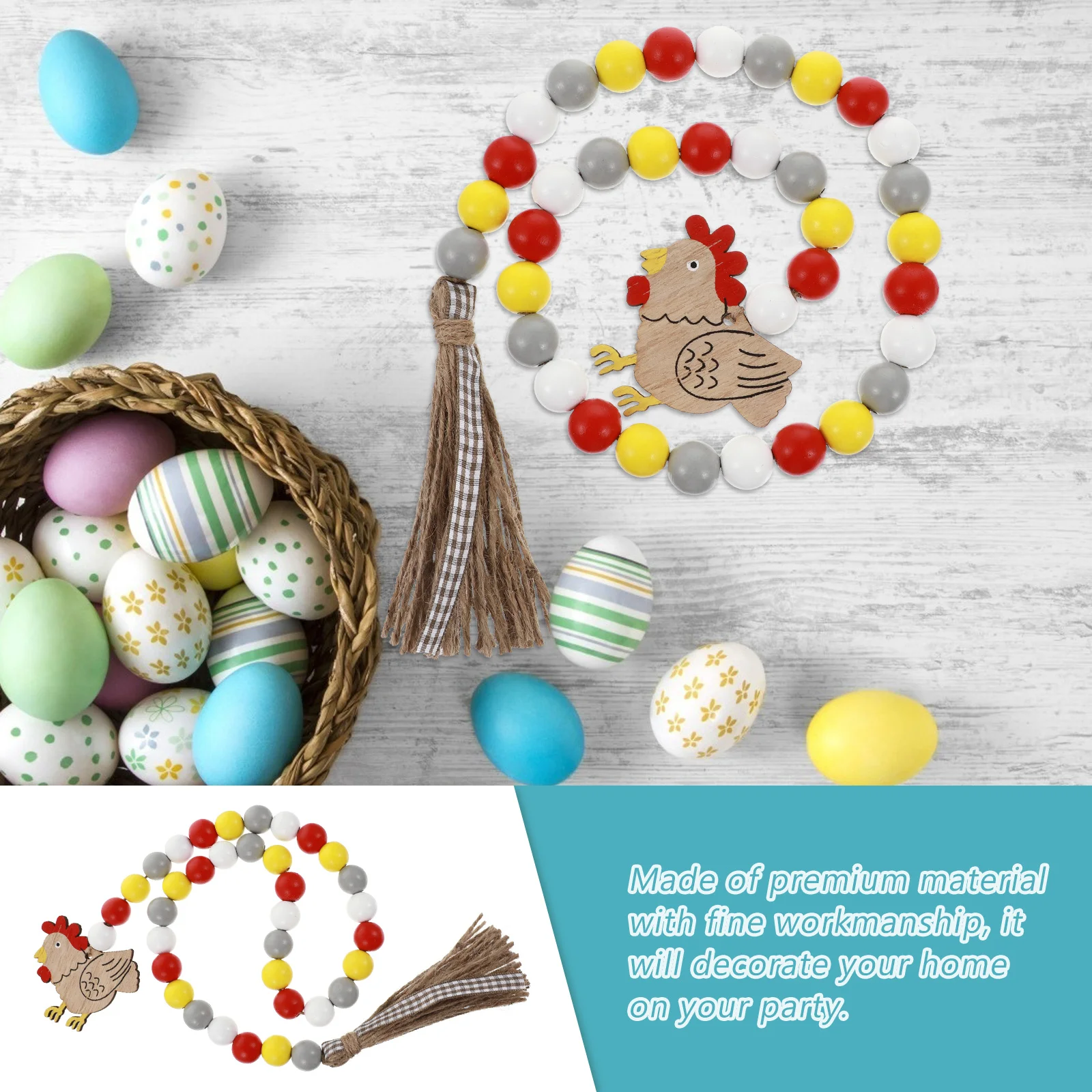 

1Pcs Decorative Beaded Pendant Easter Style Craftsmanship No Burrs Colorful Beads Tassels for Party Home Garden Wall Decoration