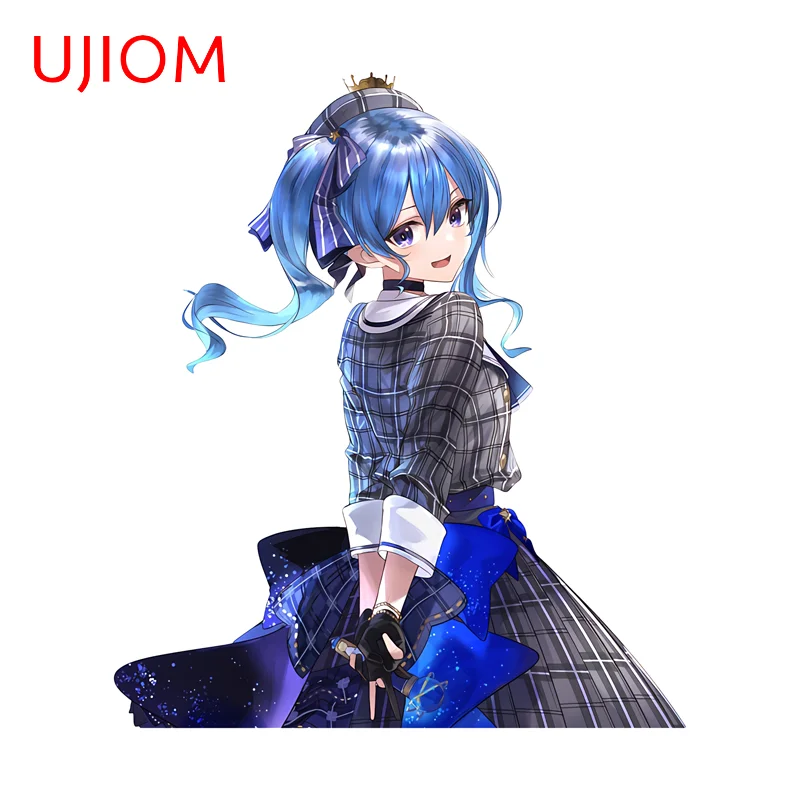 UJIOM Hoshimachi Suisei Checkered Skirt Wall Sticker Turned Sideways Looked Back Decal Suitable For Bedroom Decoration
