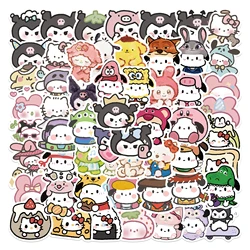 10/30/56PCS Cute Sanrio Crayon Style HelloKitty My Melody Kuromi Stickers Cartoon Decoration Decal Toy DIY Phone Wall Car Laptop