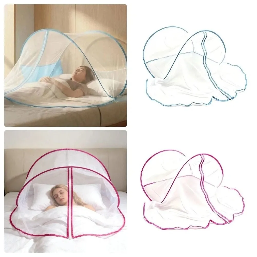 Foldable Pop-Up Bed Mosquito Net With Zipper Insect Protection Single Person Bed Canopy No Installation Required Breathable