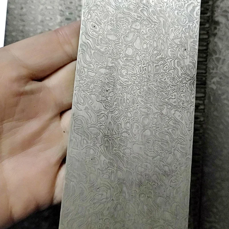 Dropship kute kęsy noża ze stali damasceńskiej produkcja noży surowiec stal kanapkowa DIY puste miejsca części do narzędzi barowych 200x30x3mm — zdjęcie 4