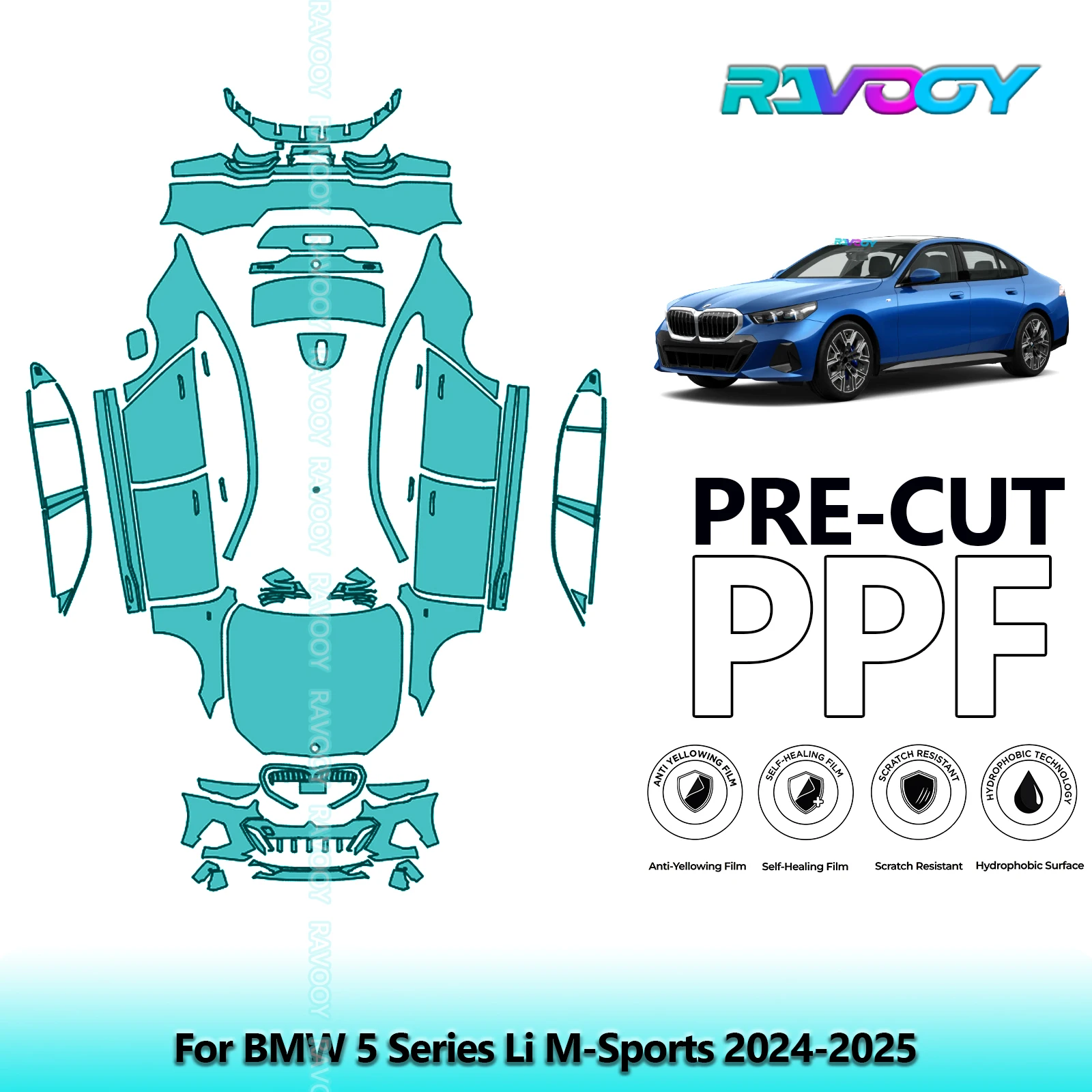 

Car Precut PPF Paint Protection Film Full Vehicle For BMW 5 Series Li M-Sports 2024-2025