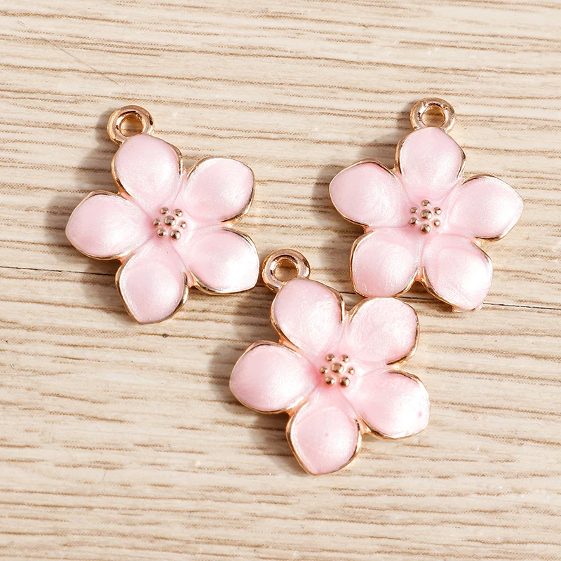 10 Stück 15x17mm Niedliche Bunte Emaille-Blumenanhänger für Schmuckherstellung, Ohrhänger, Halsketten, DIY-Schlüsselanhänger, Bastelzubehör – Detail 5