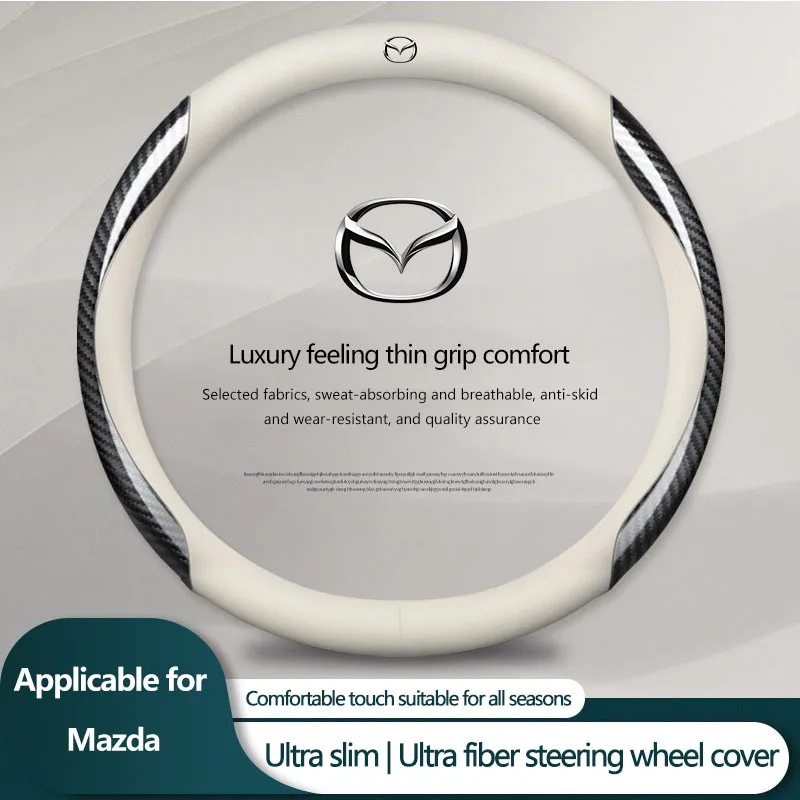 Leather Carbon Fiber Car Steering Wheel Cover Car Accessories For Mazda 2 3 6 5 Atenza CX3 CX5 MX5 CX7 Axela CX30 CX90 CX60 CX50