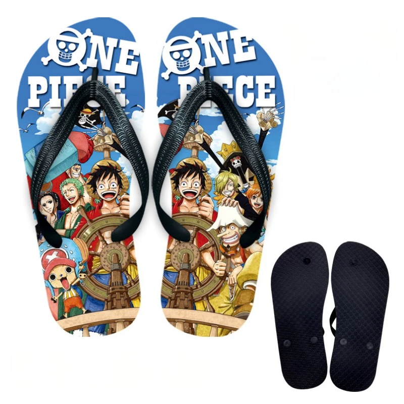 

Anime One Piece Luffy Zoro Nico Robin Surrounding Flip-flops Cartoon Fashion Outdoor Non-slip Casual Beach Shoes House Slippers