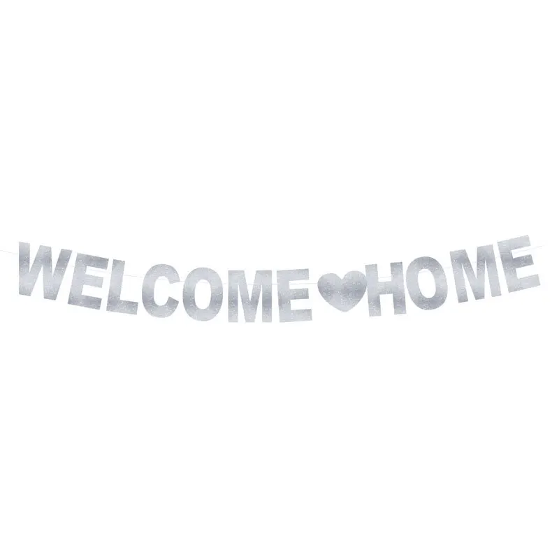 WELCOME HOME Gold Flags Banner Flags Bunting Decorative Party Bunting Garland for Birthday Christmas Housewarming Homecoming