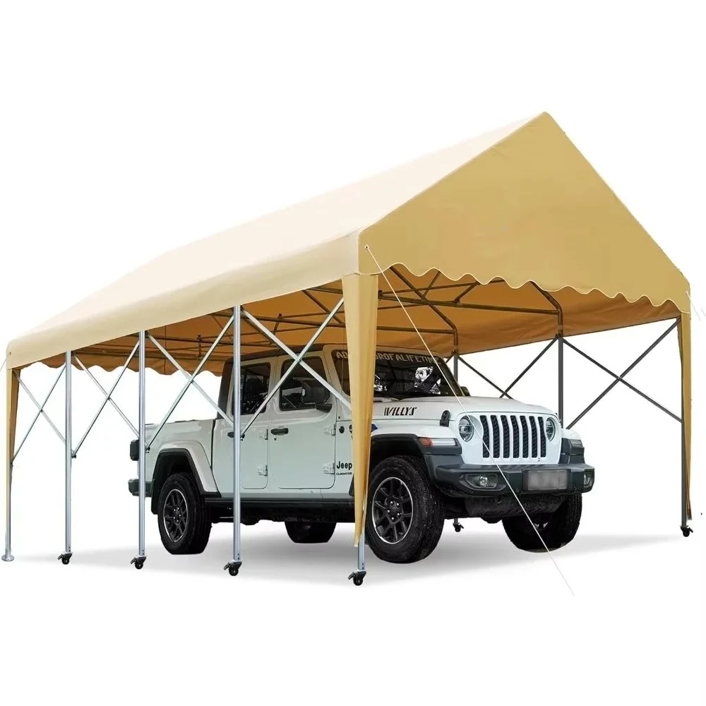 

13'X20' Heavy Duty Carport Retractable Party Tent with Wheels Movable Shelter for Outdoor Events, Storage for Car, Boat, Etc