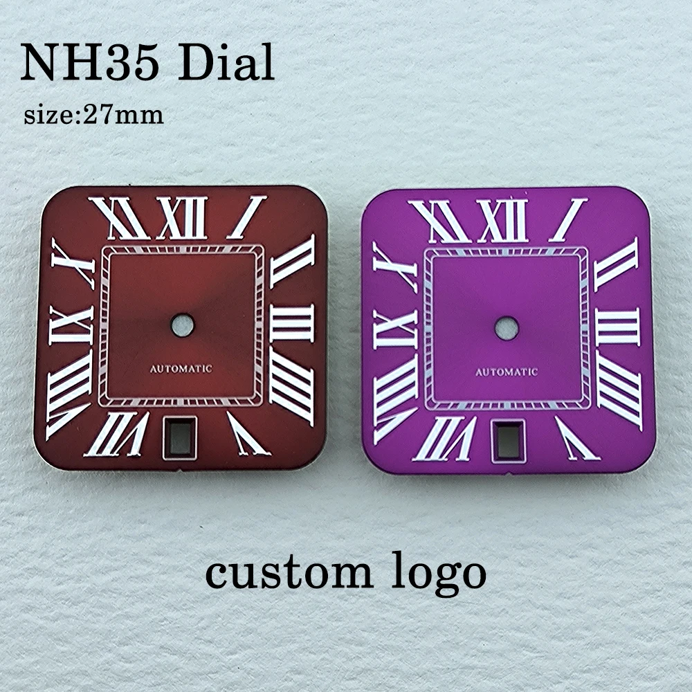 NH35 dial wine red dial Roman dial custom logo men's watch suitable for NH35 movement watch accessories