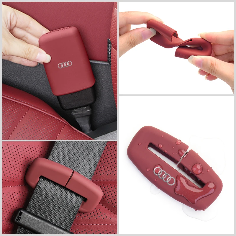 Car Seatbelt Buckle Cover Silicone Anti-scratch Protector Safety Belt Buckle Guard Car Accessories Interior For Audi Ailroad TT view 5