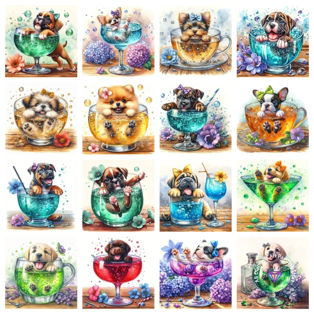 

Puppy Cup Cartoon AB Diamond Painting Kit Square Round Diamond 5D DIY Mosaic Handmade Art Adult Exquisite Gift Crafts Home Decor