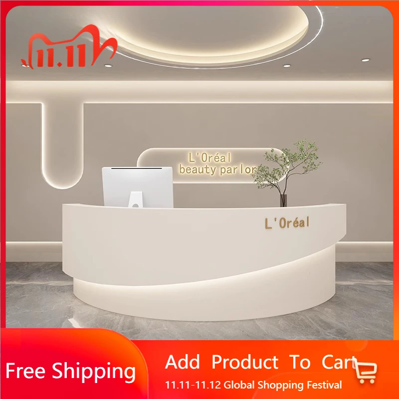 

Elegant Luxury Reception Desks Drawers High Quality Service Commericial Stands Reception Desks Welcome Desk Bureau Furniture