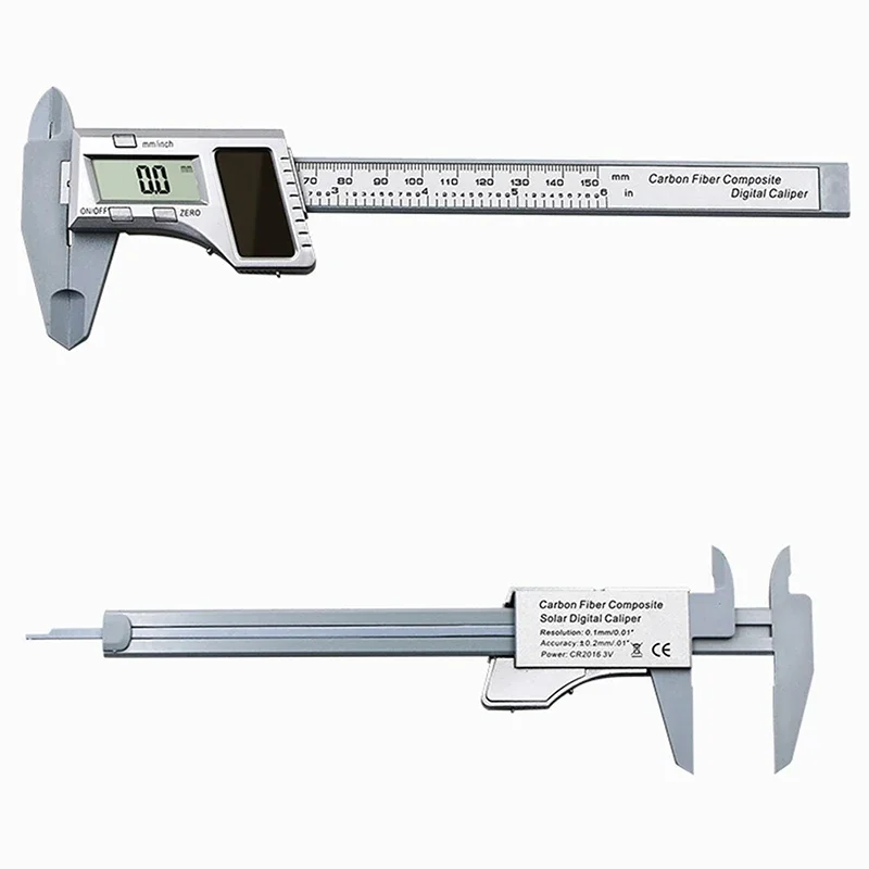 0-150mm LCD Digital Caliper Plastic Solar Vernier Caliper 6-Inch Electronic Depth Measuring Instrument Micrometer Ruler Gauge