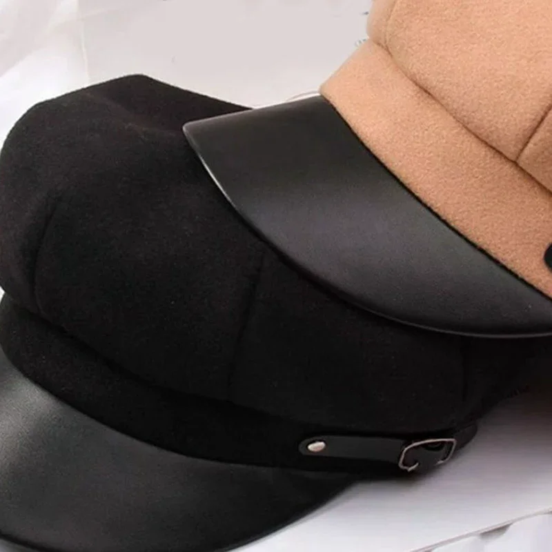 Vintage Beret Newsboy Hat Adjustable Autumn Winter Hat Beret Octagonal Cap Soft Woolen Beret For Women Berets Painter Cap