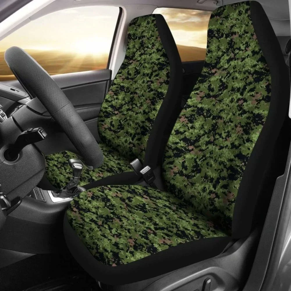 Army Green Digital Camouflage Car Seat Covers,Pack of 2 Universal Front Seat Protective Cover