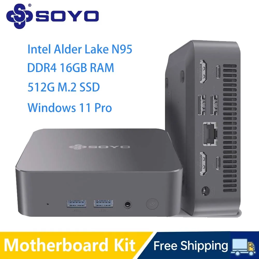 SOYO M4 Air Mini PC Intel Alder Lake N95 Mini PC คอมพิวเตอร์ PC Win11 Pro Mini PC DDR4 16GB RAM 512GB ROM WiFi5 BT5.0 เดสก์ท็อป