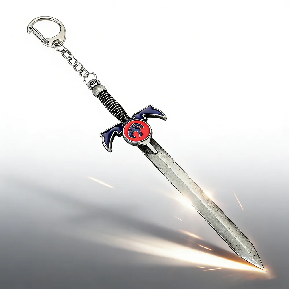 Thundercats Sword Mold Metal Keychains with Lion Mark Logo Key Ring for Men Movie Themed Key Holder Gift