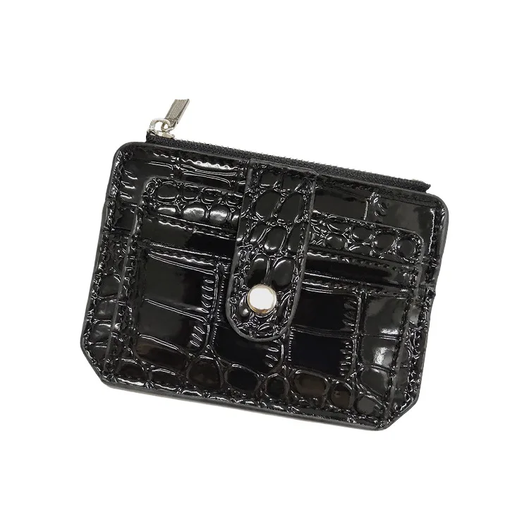 Korean version new crocodile pattern solid color buckle small zipper coin purse fashion neutral card bag card holder