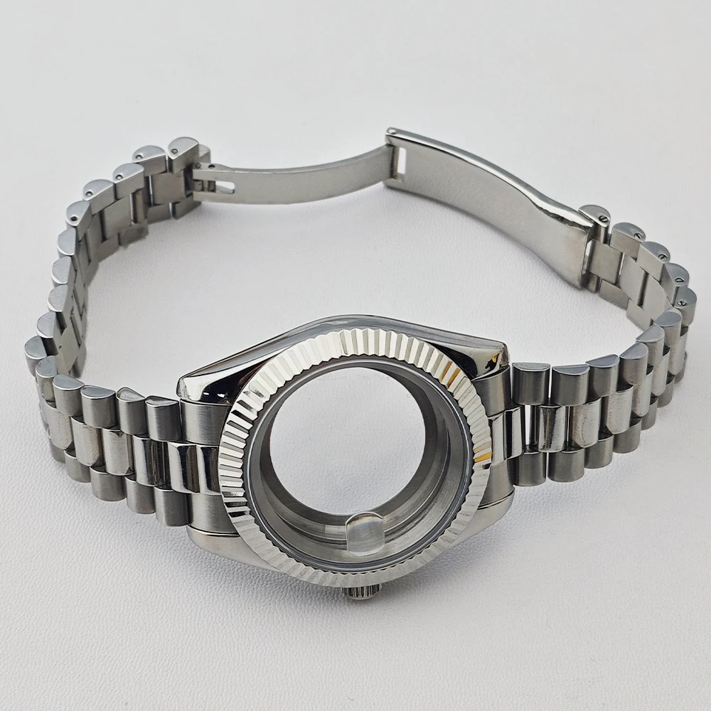 High quality M8285 40mm Case For M8215/8285 Movement Stainless Steel Case Sapphire Crystal Glass 20mm Strap Watch Accessories