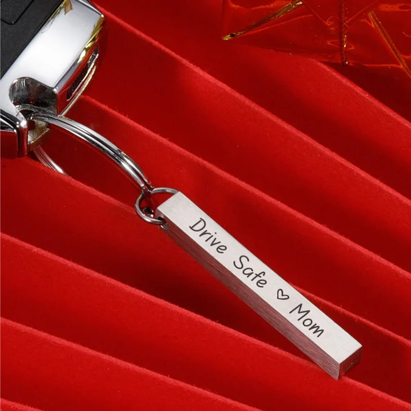 Personalized 4 Sides Engraving Square Bar Necklace 3D Vertical Pendant Men Rectangle Custom Necklace Chain Choker Birthday Gift