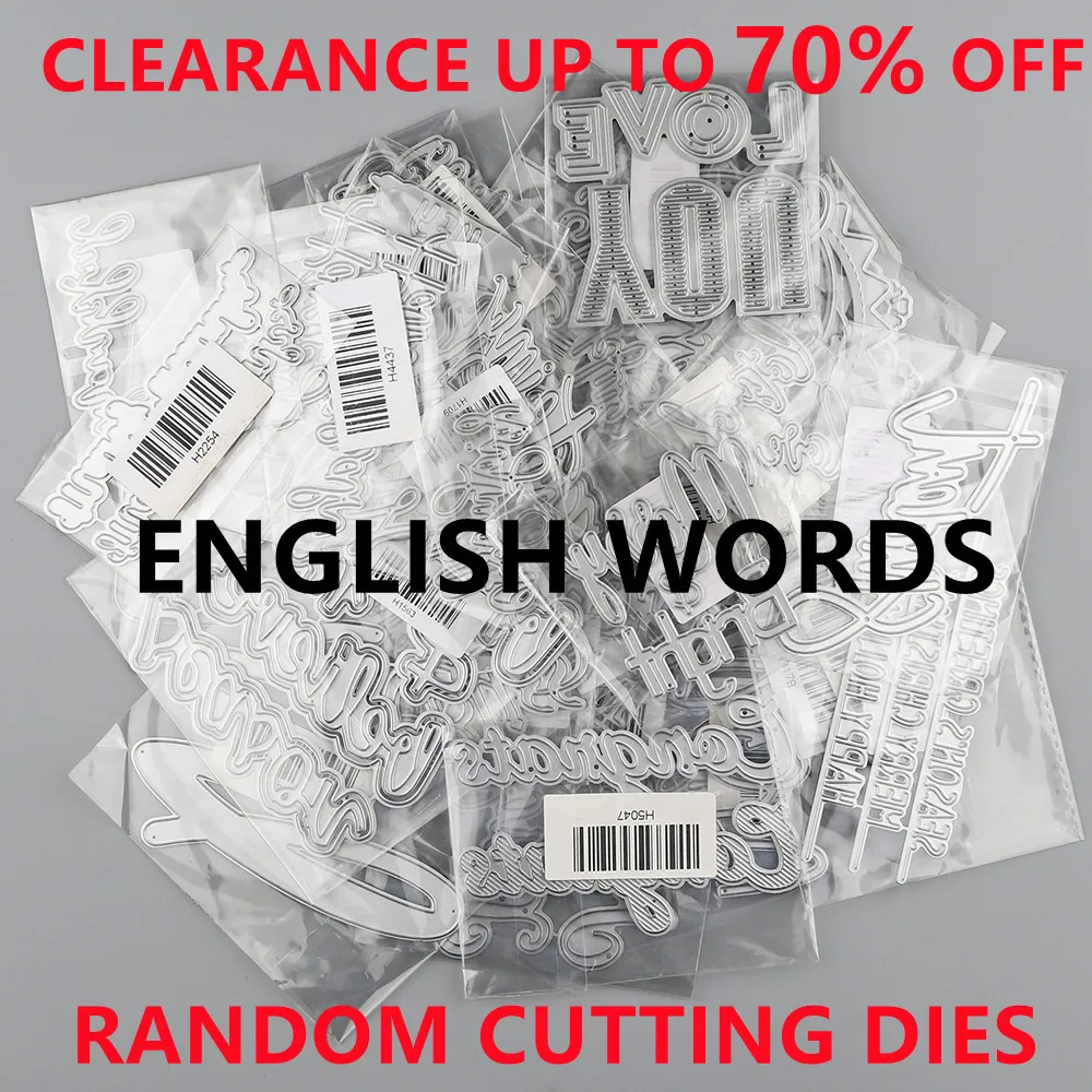 10-50pcs Clearance Random ENGLISH WORDS Cutting Dies for DIY Scrapbook Cards Lucky Bag Worth Twice or Triple What You Pay For